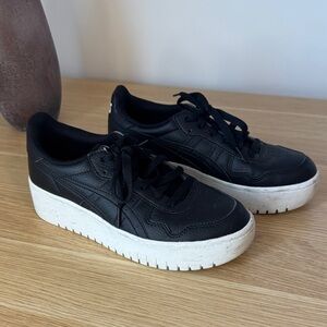 ASICS Black Platform Sneakers with White Soles